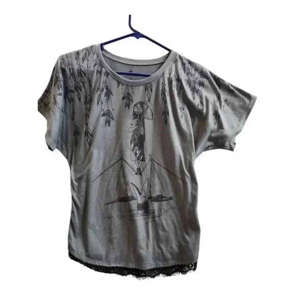 Disney Parks Womens Top Medium XS Laced Bottom Nightmare Before Christmas Camisa - Picture 1 of 8